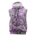 Epilepsy Awareness Budgerigar Australia Sleeveless Zip Hoodie Budgie Purple Ribbon Boronia Aboriginal LT14