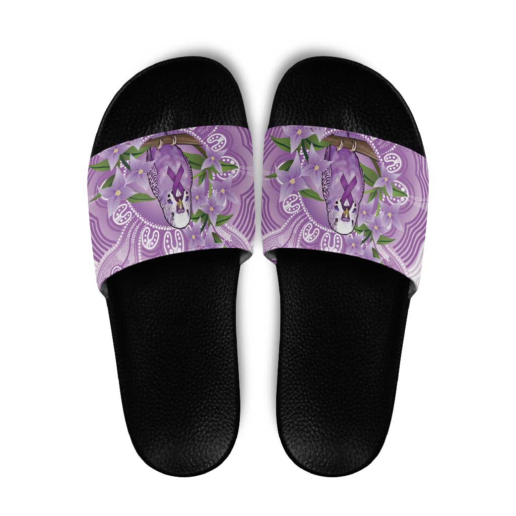 Epilepsy Awareness Budgerigar Australia Slide Sandals Budgie Purple Ribbon Boronia Aboriginal - Aussie Hoodie