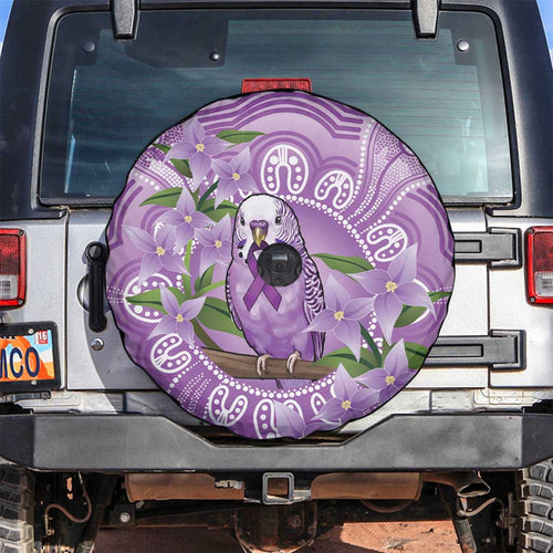 Epilepsy Awareness Budgerigar Australia Spare Tire Cover Budgie Purple Ribbon Boronia Aboriginal - Aussie Hoodie