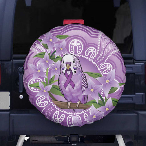 Epilepsy Awareness Budgerigar Australia Spare Tire Cover Budgie Purple Ribbon Boronia Aboriginal - Aussie Hoodie