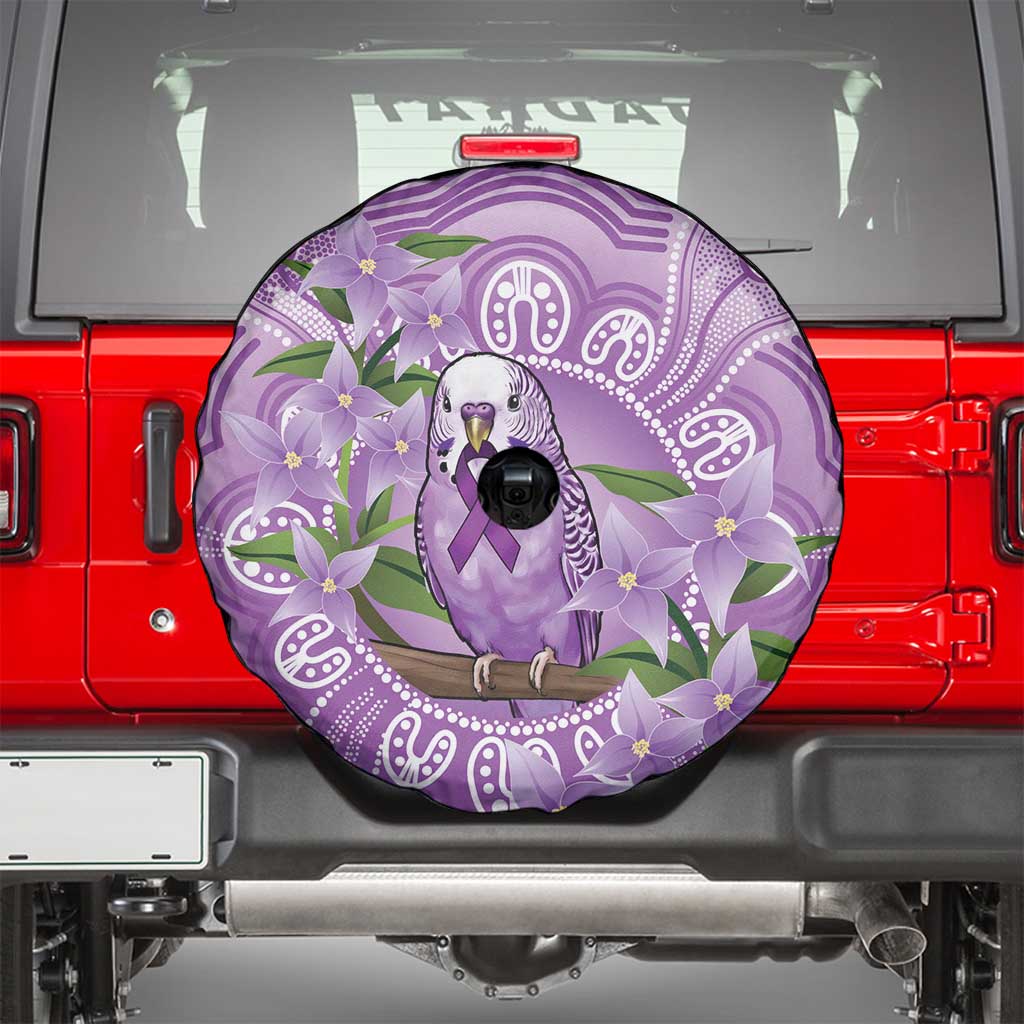 Epilepsy Awareness Budgerigar Australia Spare Tire Cover Budgie Purple Ribbon Boronia Aboriginal - Aussie Hoodie