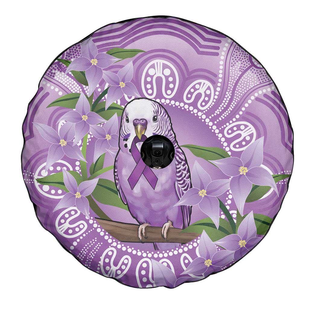 Epilepsy Awareness Budgerigar Australia Spare Tire Cover Budgie Purple Ribbon Boronia Aboriginal - Aussie Hoodie