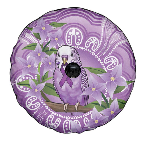 Epilepsy Awareness Budgerigar Australia Spare Tire Cover Budgie Purple Ribbon Boronia Aboriginal - Aussie Hoodie