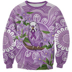 Epilepsy Awareness Budgerigar Australia Sweatshirt Budgie Purple Ribbon Boronia Aboriginal - Aussie Hoodie