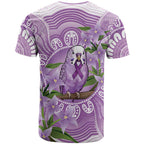 Epilepsy Awareness Budgerigar Australia T Shirt Budgie Purple Ribbon Boronia Aboriginal - Aussie Hoodie