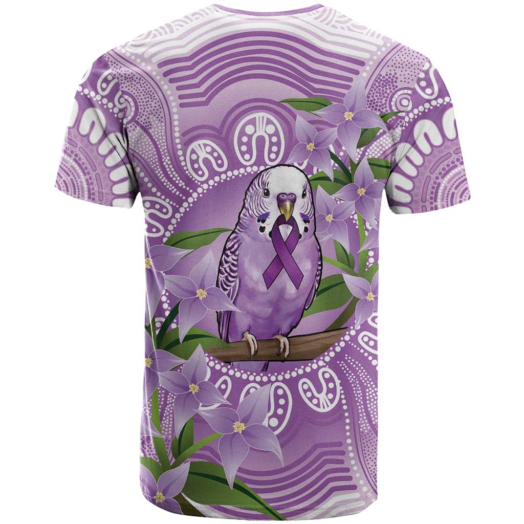 Epilepsy Awareness Budgerigar Australia T Shirt Budgie Purple Ribbon Boronia Aboriginal - Aussie Hoodie