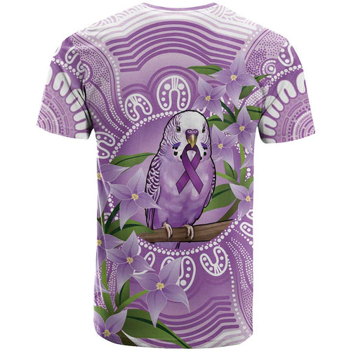 Epilepsy Awareness Budgerigar Australia T Shirt Budgie Purple Ribbon Boronia Aboriginal - Aussie Hoodie