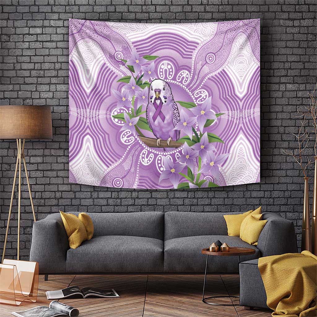 Epilepsy Awareness Budgerigar Australia Tapestry Budgie Purple Ribbon Boronia Aboriginal - Aussie Hoodie