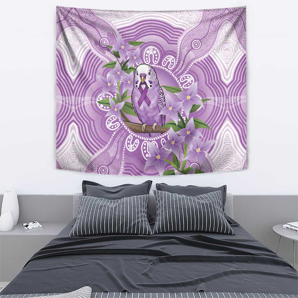 Epilepsy Awareness Budgerigar Australia Tapestry Budgie Purple Ribbon Boronia Aboriginal - Aussie Hoodie