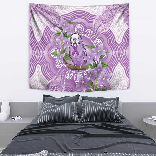 Epilepsy Awareness Budgerigar Australia Tapestry Budgie Purple Ribbon Boronia Aboriginal - Aussie Hoodie