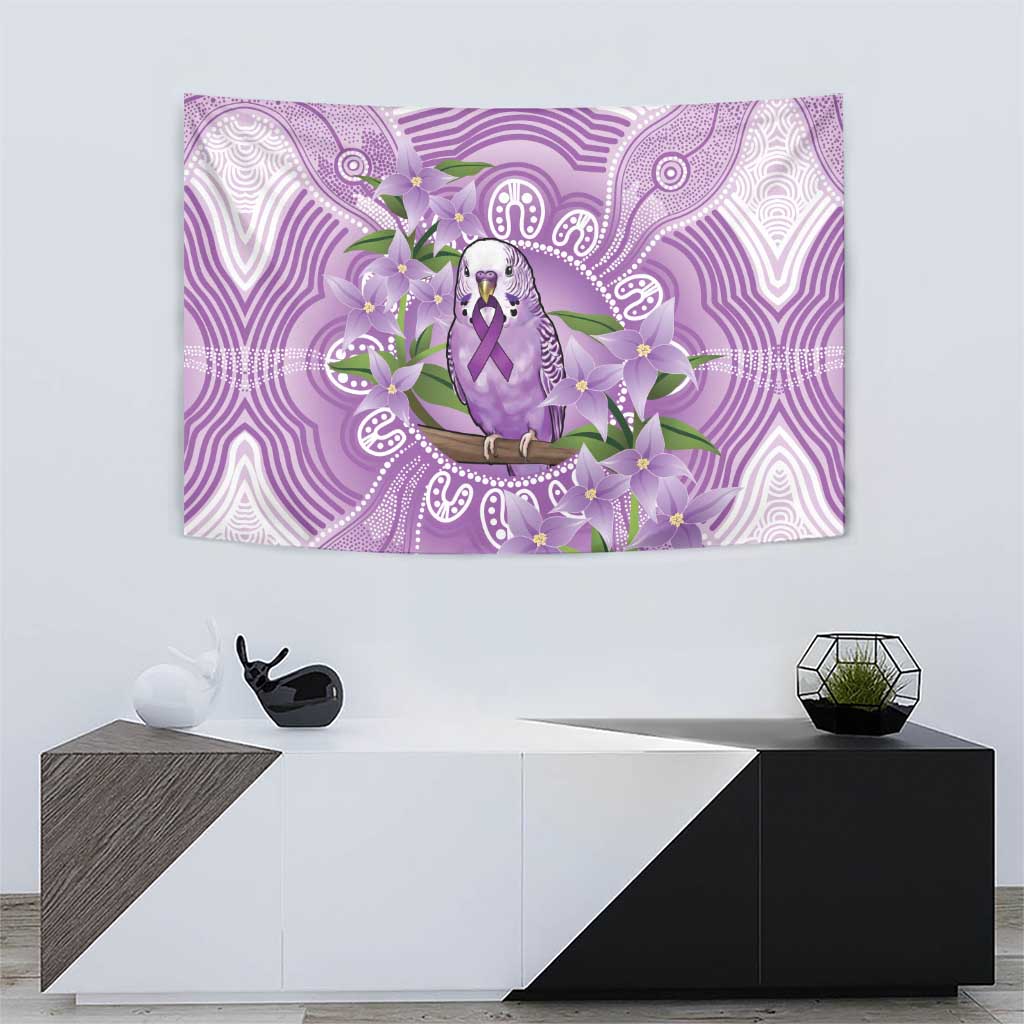 Epilepsy Awareness Budgerigar Australia Tapestry Budgie Purple Ribbon Boronia Aboriginal - Aussie Hoodie