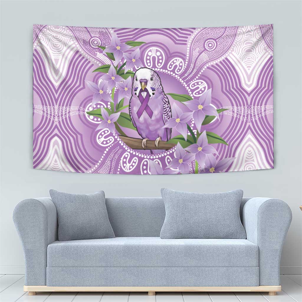 Epilepsy Awareness Budgerigar Australia Tapestry Budgie Purple Ribbon Boronia Aboriginal - Aussie Hoodie