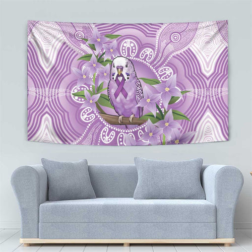 Epilepsy Awareness Budgerigar Australia Tapestry Budgie Purple Ribbon Boronia Aboriginal - Aussie Hoodie