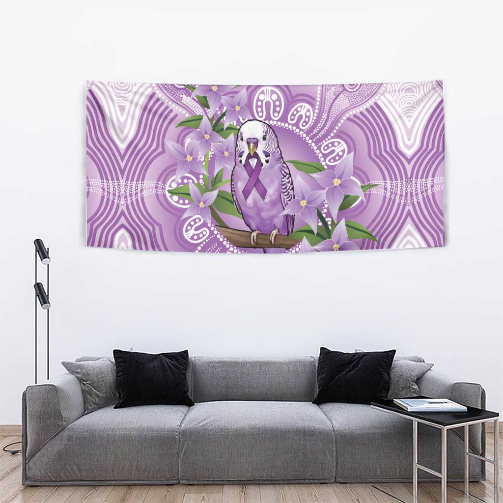 Epilepsy Awareness Budgerigar Australia Tapestry Budgie Purple Ribbon Boronia Aboriginal - Aussie Hoodie