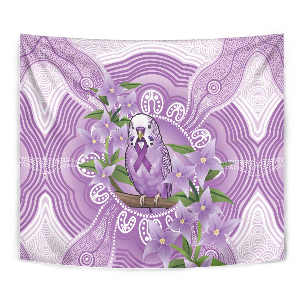 Epilepsy Awareness Budgerigar Australia Tapestry Budgie Purple Ribbon Boronia Aboriginal - Aussie Hoodie