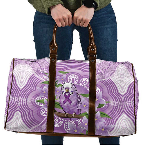 Epilepsy Awareness Budgerigar Australia Travel Bag Budgie Purple Ribbon Boronia Aboriginal - Aussie Hoodie