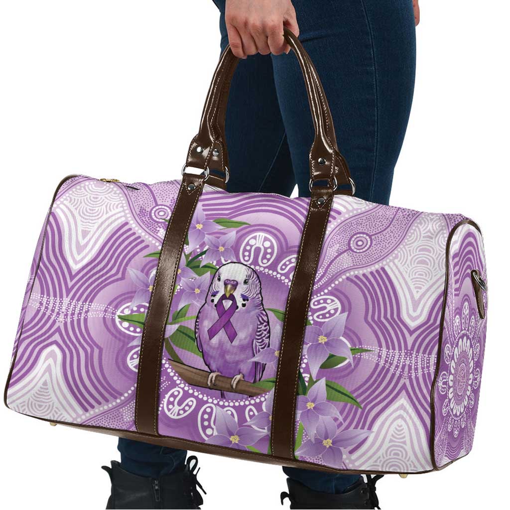Epilepsy Awareness Budgerigar Australia Travel Bag Budgie Purple Ribbon Boronia Aboriginal - Aussie Hoodie