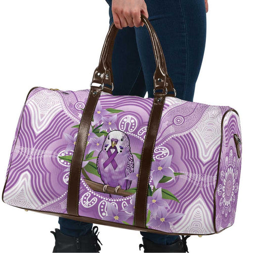 Epilepsy Awareness Budgerigar Australia Travel Bag Budgie Purple Ribbon Boronia Aboriginal - Aussie Hoodie