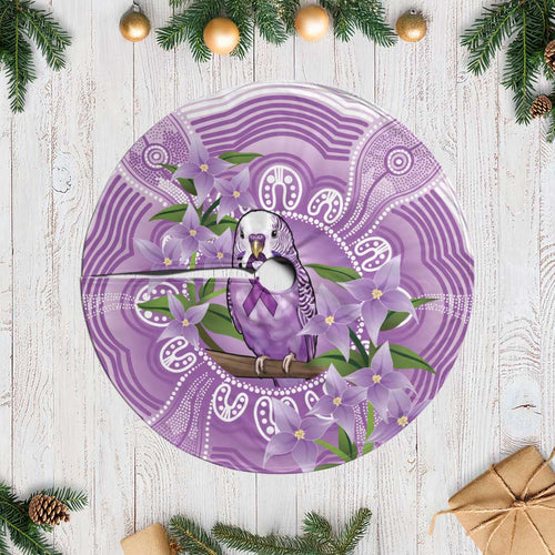 Epilepsy Awareness Budgerigar Australia Tree Skirt Budgie Purple Ribbon Boronia Aboriginal - Aussie Hoodie
