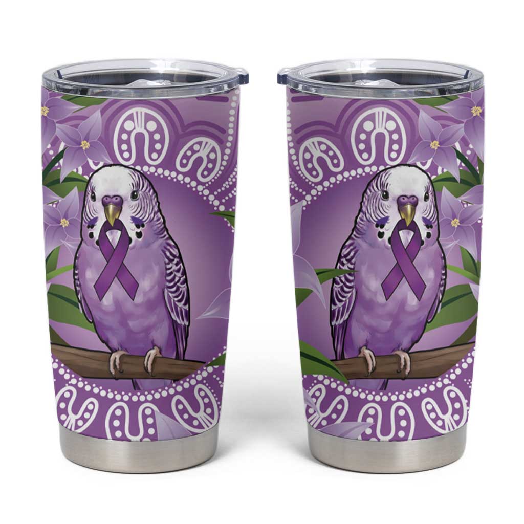 Epilepsy Awareness Budgerigar Australia Tumbler Cup Budgie Purple Ribbon Boronia Aboriginal - Aussie Hoodie