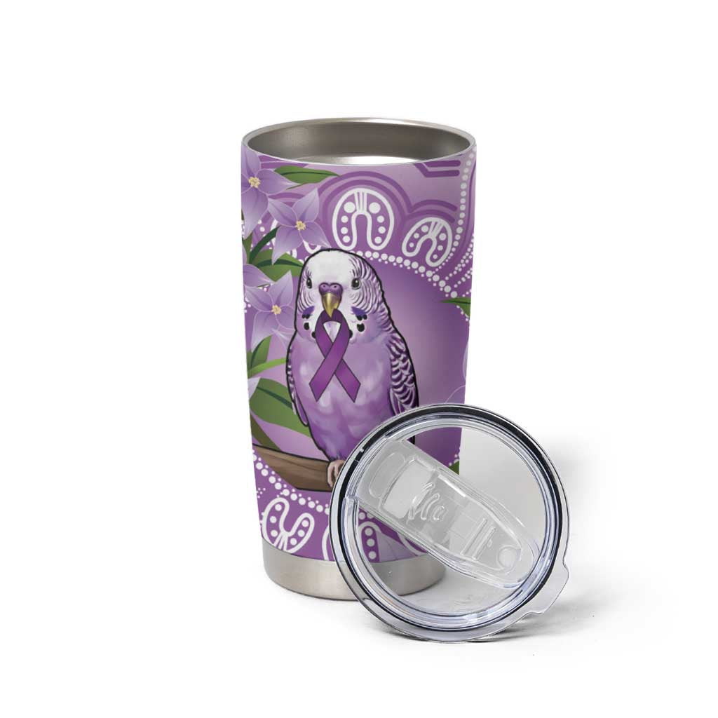 Epilepsy Awareness Budgerigar Australia Tumbler Cup Budgie Purple Ribbon Boronia Aboriginal - Aussie Hoodie