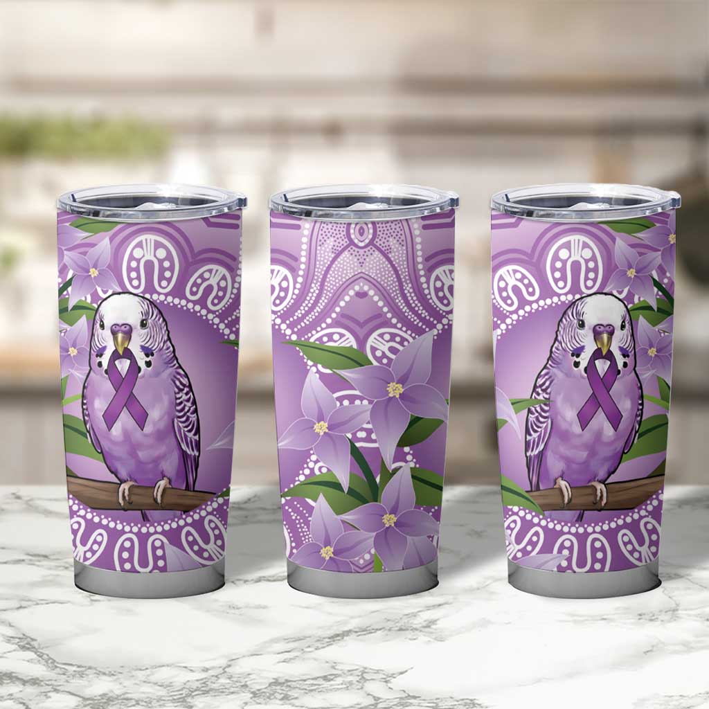 Epilepsy Awareness Budgerigar Australia Tumbler Cup Budgie Purple Ribbon Boronia Aboriginal - Aussie Hoodie