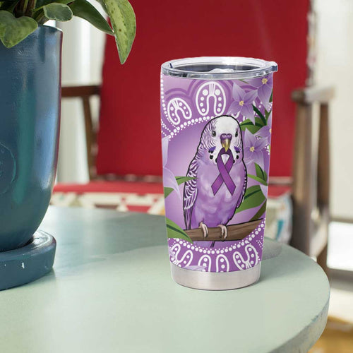 Epilepsy Awareness Budgerigar Australia Tumbler Cup Budgie Purple Ribbon Boronia Aboriginal - Aussie Hoodie