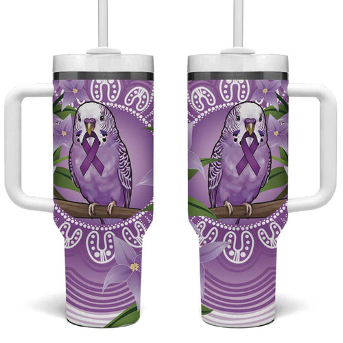 Epilepsy Awareness Budgerigar Australia Tumbler With Handle Budgie Purple Ribbon Boronia Aboriginal - Aussie Hoodie