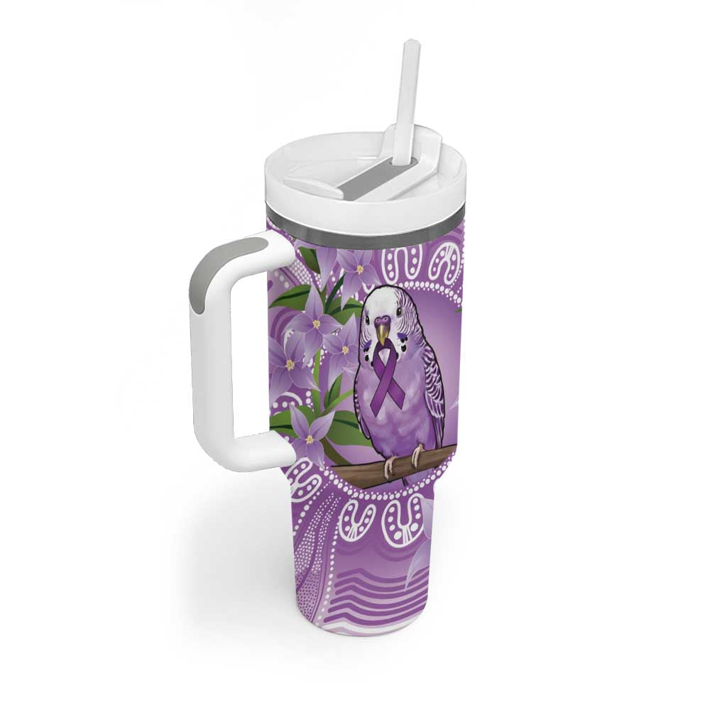 Epilepsy Awareness Budgerigar Australia Tumbler With Handle Budgie Purple Ribbon Boronia Aboriginal - Aussie Hoodie