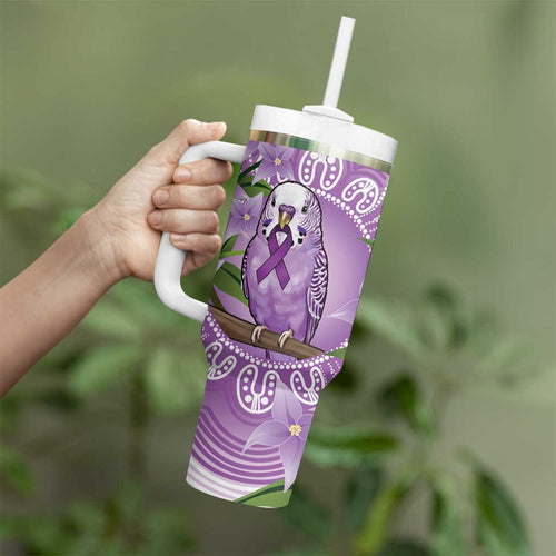 Epilepsy Awareness Budgerigar Australia Tumbler With Handle Budgie Purple Ribbon Boronia Aboriginal - Aussie Hoodie