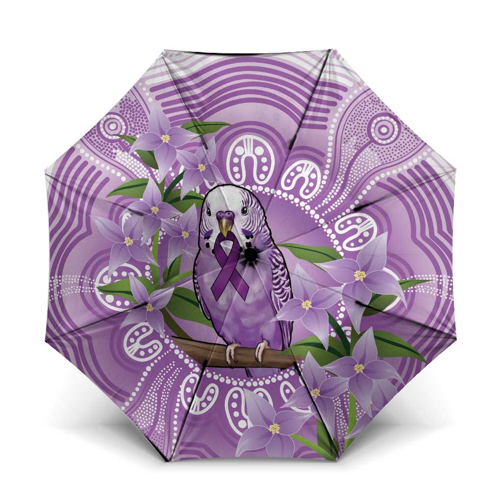 Epilepsy Awareness Budgerigar Australia Umbrella Budgie Purple Ribbon Boronia Aboriginal - Aussie Hoodie