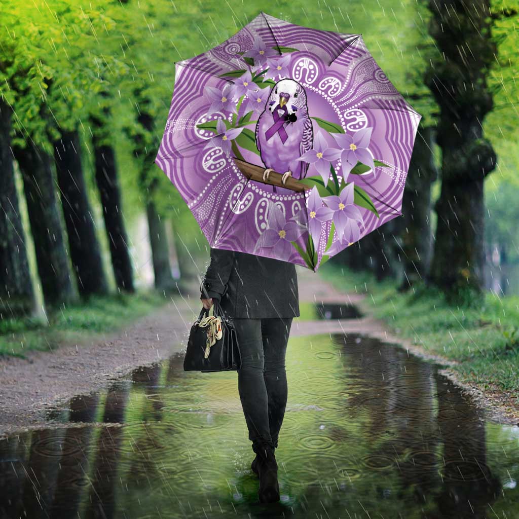 Epilepsy Awareness Budgerigar Australia Umbrella Budgie Purple Ribbon Boronia Aboriginal - Aussie Hoodie