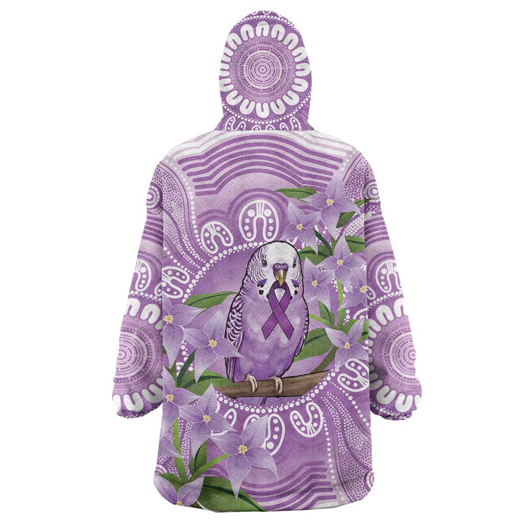 Epilepsy Awareness Budgerigar Australia Wearable Blanket Hoodie Budgie Purple Ribbon Boronia Aboriginal - Aussie Hoodie