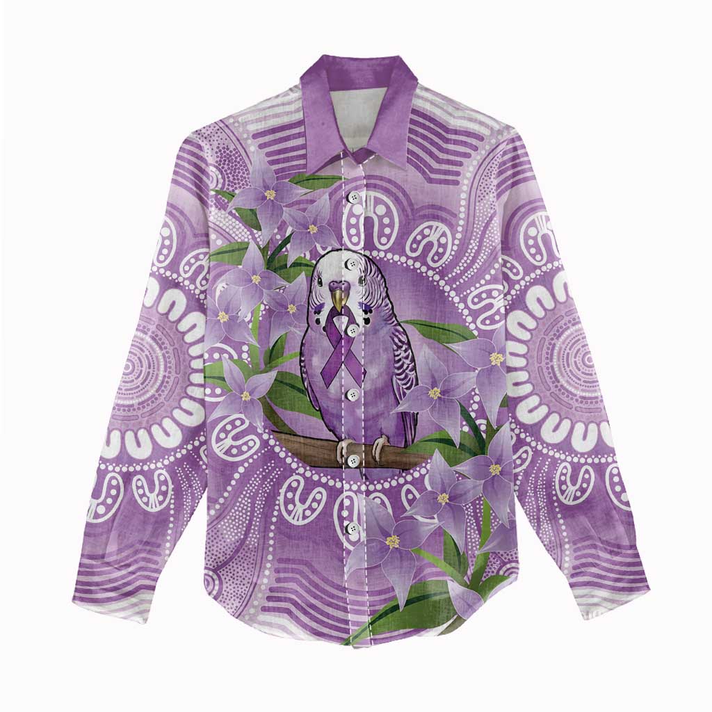 Epilepsy Awareness Budgerigar Australia Women Casual Shirt Budgie Purple Ribbon Boronia Aboriginal - Aussie Hoodie