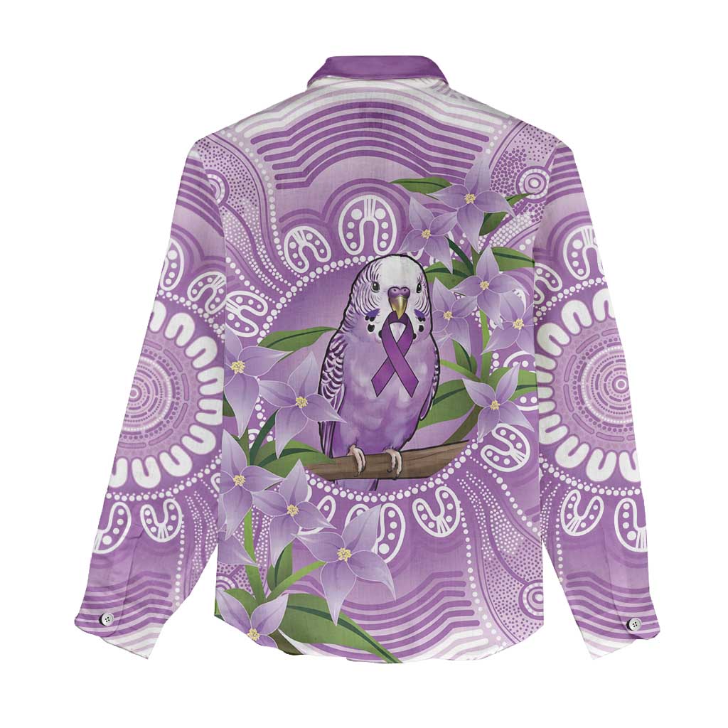 Epilepsy Awareness Budgerigar Australia Women Casual Shirt Budgie Purple Ribbon Boronia Aboriginal - Aussie Hoodie