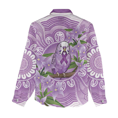 Epilepsy Awareness Budgerigar Australia Women Casual Shirt Budgie Purple Ribbon Boronia Aboriginal - Aussie Hoodie