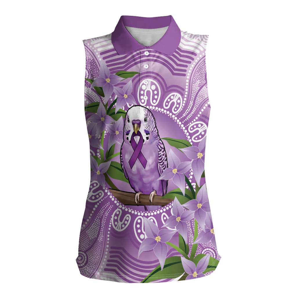 Epilepsy Awareness Budgerigar Australia Women Sleeveless Polo Shirt Budgie Purple Ribbon Boronia Aboriginal - Aussie Hoodie