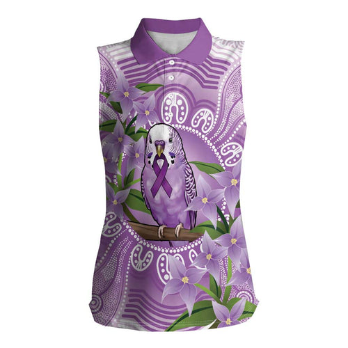 Epilepsy Awareness Budgerigar Australia Women Sleeveless Polo Shirt Budgie Purple Ribbon Boronia Aboriginal - Aussie Hoodie