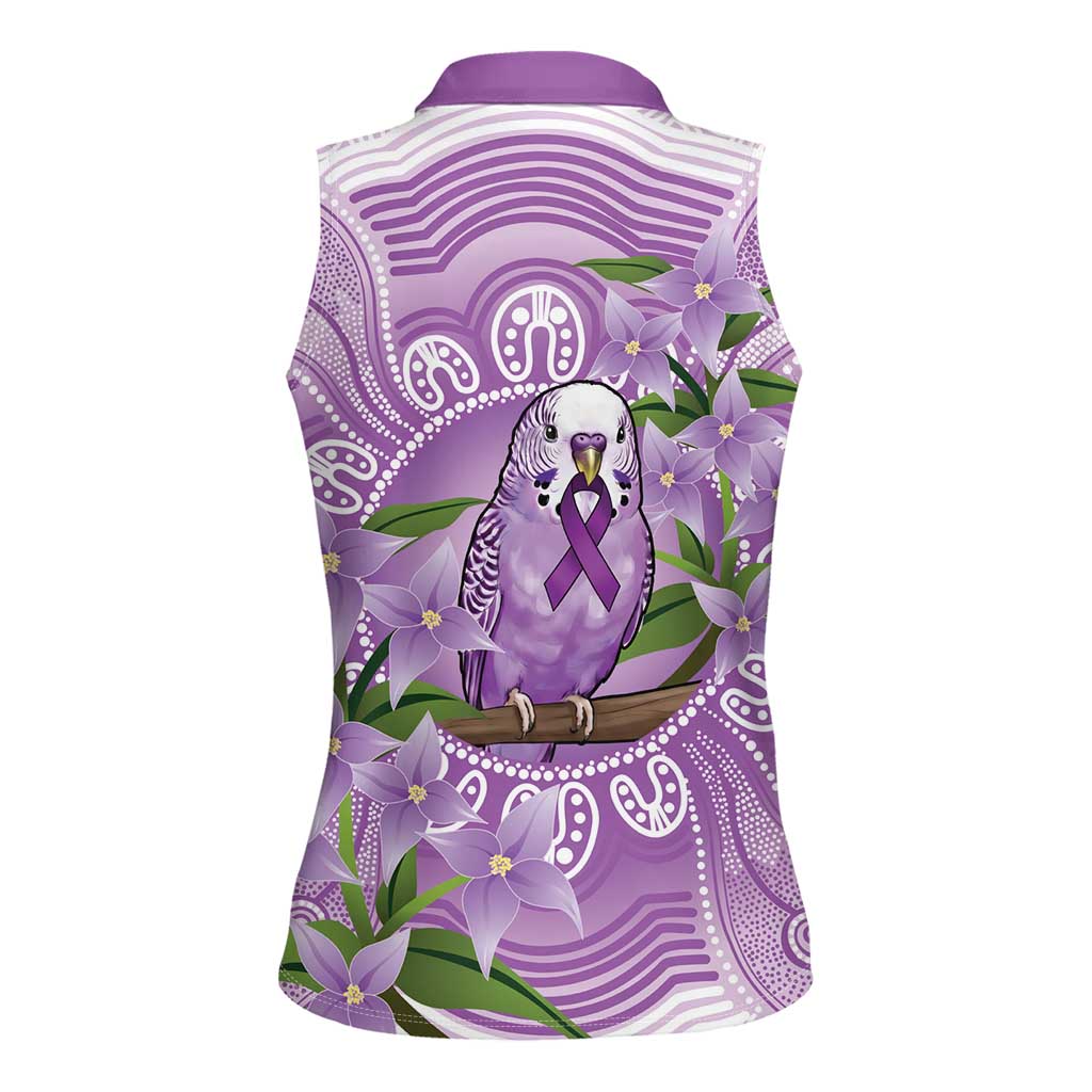 Epilepsy Awareness Budgerigar Australia Women Sleeveless Polo Shirt Budgie Purple Ribbon Boronia Aboriginal - Aussie Hoodie