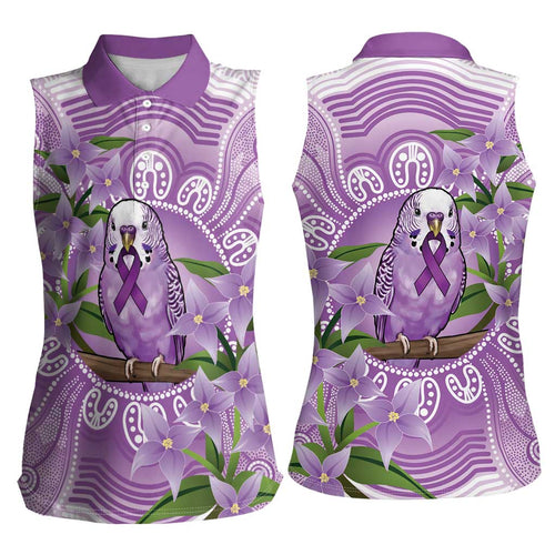 Epilepsy Awareness Budgerigar Australia Women Sleeveless Polo Shirt Budgie Purple Ribbon Boronia Aboriginal - Aussie Hoodie