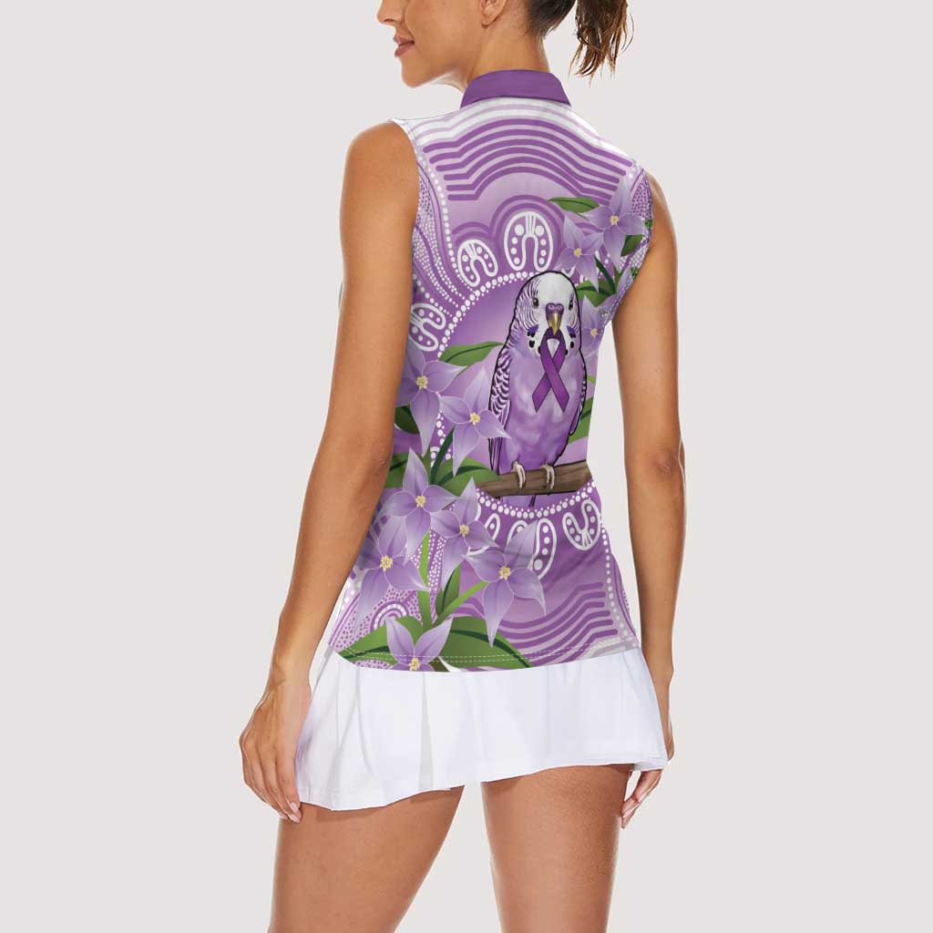 Epilepsy Awareness Budgerigar Australia Women Sleeveless Polo Shirt Budgie Purple Ribbon Boronia Aboriginal - Aussie Hoodie