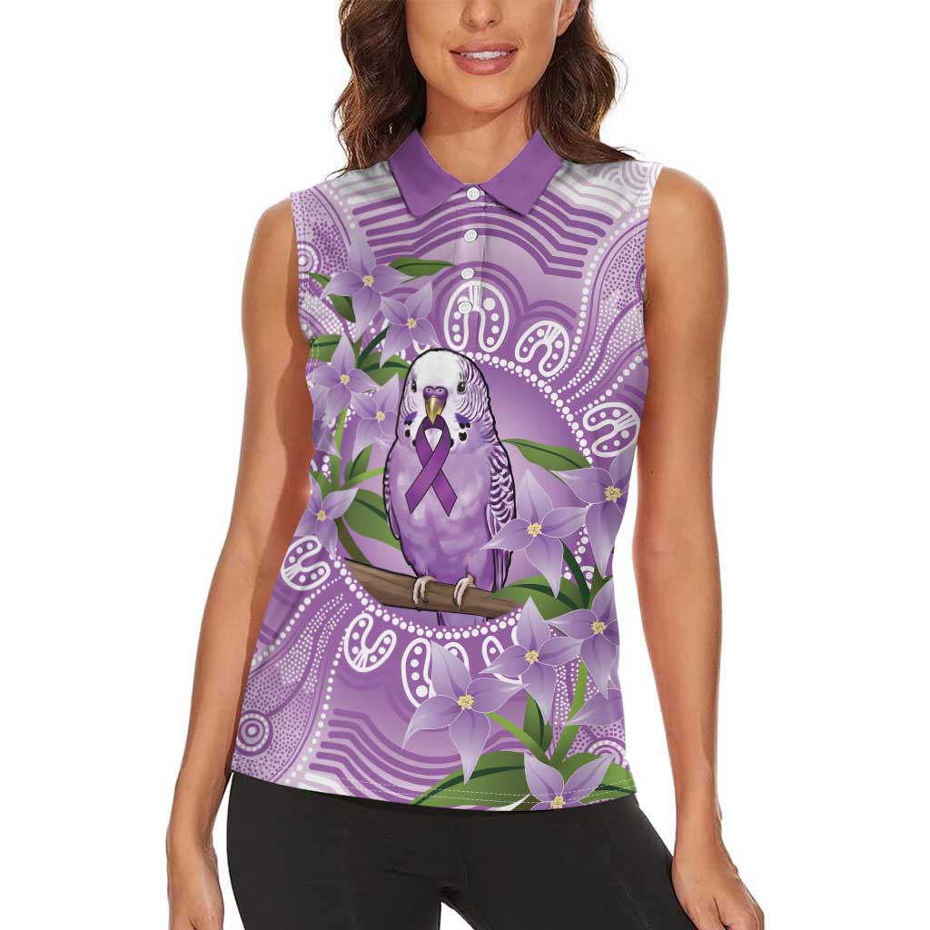 Epilepsy Awareness Budgerigar Australia Women Sleeveless Polo Shirt Budgie Purple Ribbon Boronia Aboriginal - Aussie Hoodie