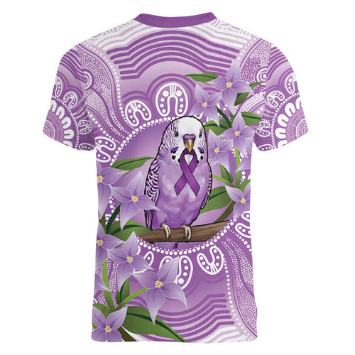 Epilepsy Awareness Budgerigar Australia Women V-Neck T-Shirt Budgie Purple Ribbon Boronia Aboriginal - Aussie Hoodie