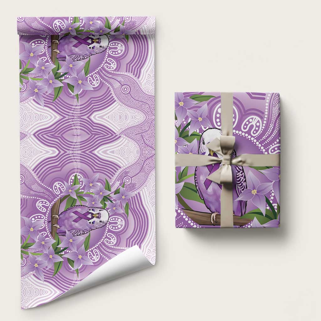 Epilepsy Awareness Budgerigar Australia Wrapping Paper Budgie Purple Ribbon Boronia Aboriginal - Aussie Hoodie