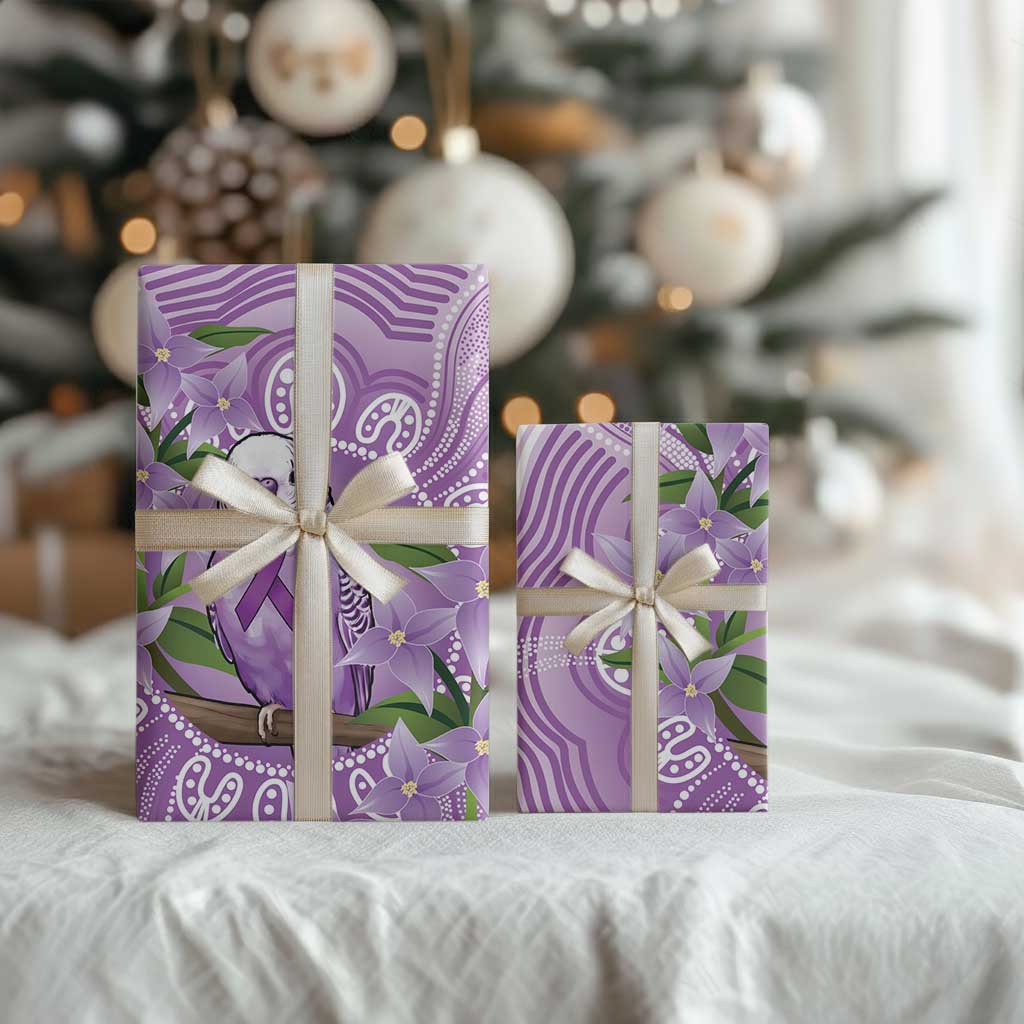 Epilepsy Awareness Budgerigar Australia Wrapping Paper Budgie Purple Ribbon Boronia Aboriginal - Aussie Hoodie