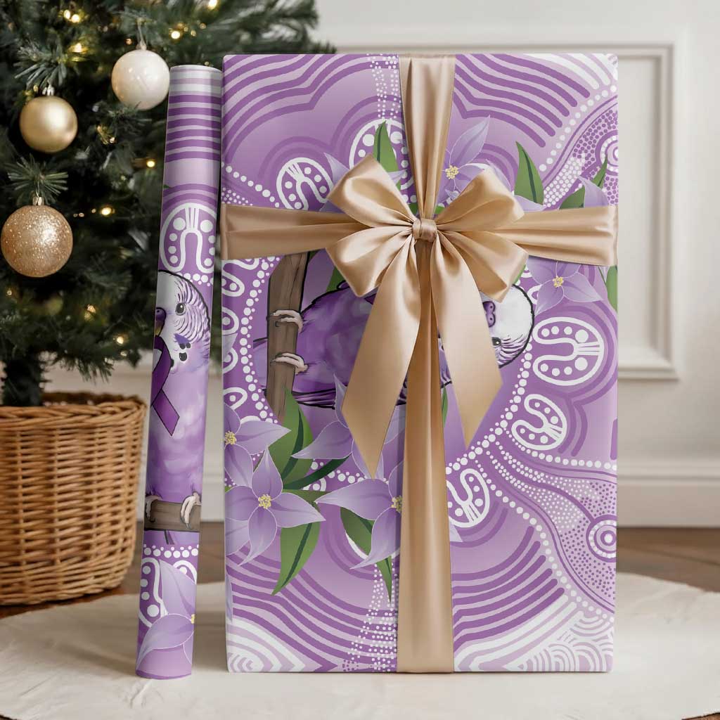 Epilepsy Awareness Budgerigar Australia Wrapping Paper Budgie Purple Ribbon Boronia Aboriginal - Aussie Hoodie