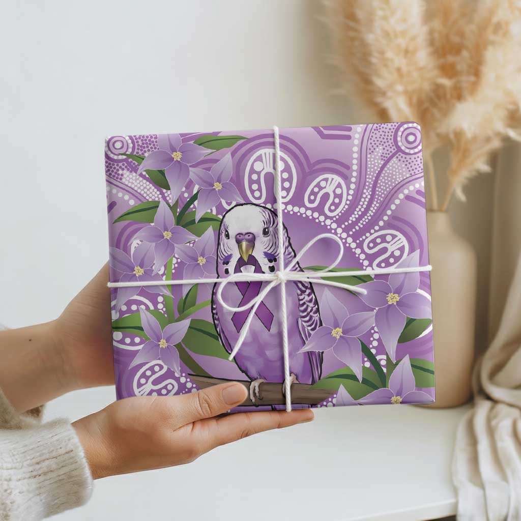 Epilepsy Awareness Budgerigar Australia Wrapping Paper Budgie Purple Ribbon Boronia Aboriginal - Aussie Hoodie