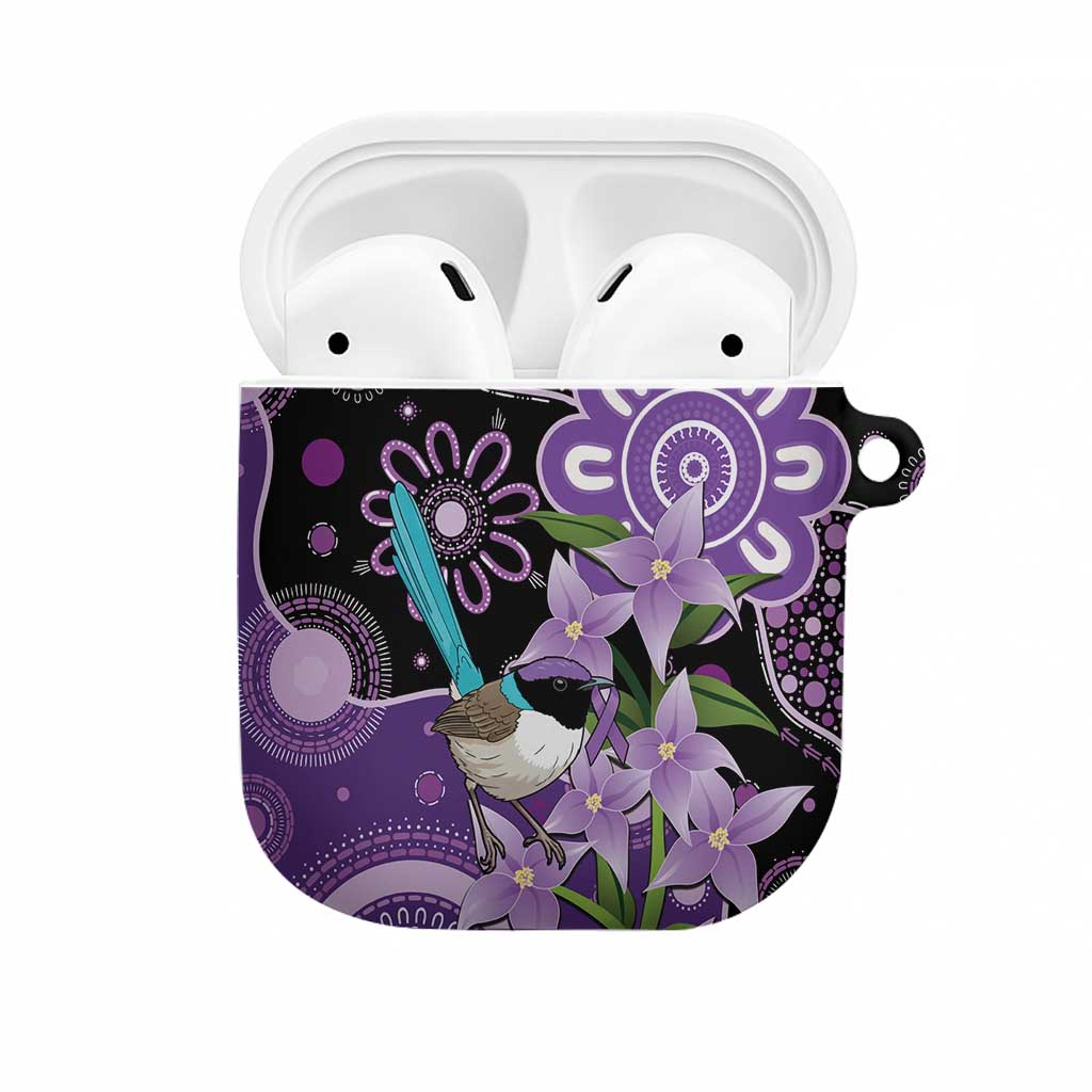 Australia Epilepsy Awareness AirPods Case Purple-crowned Fairywren Boronia Aboriginal - Aussie Hoodie