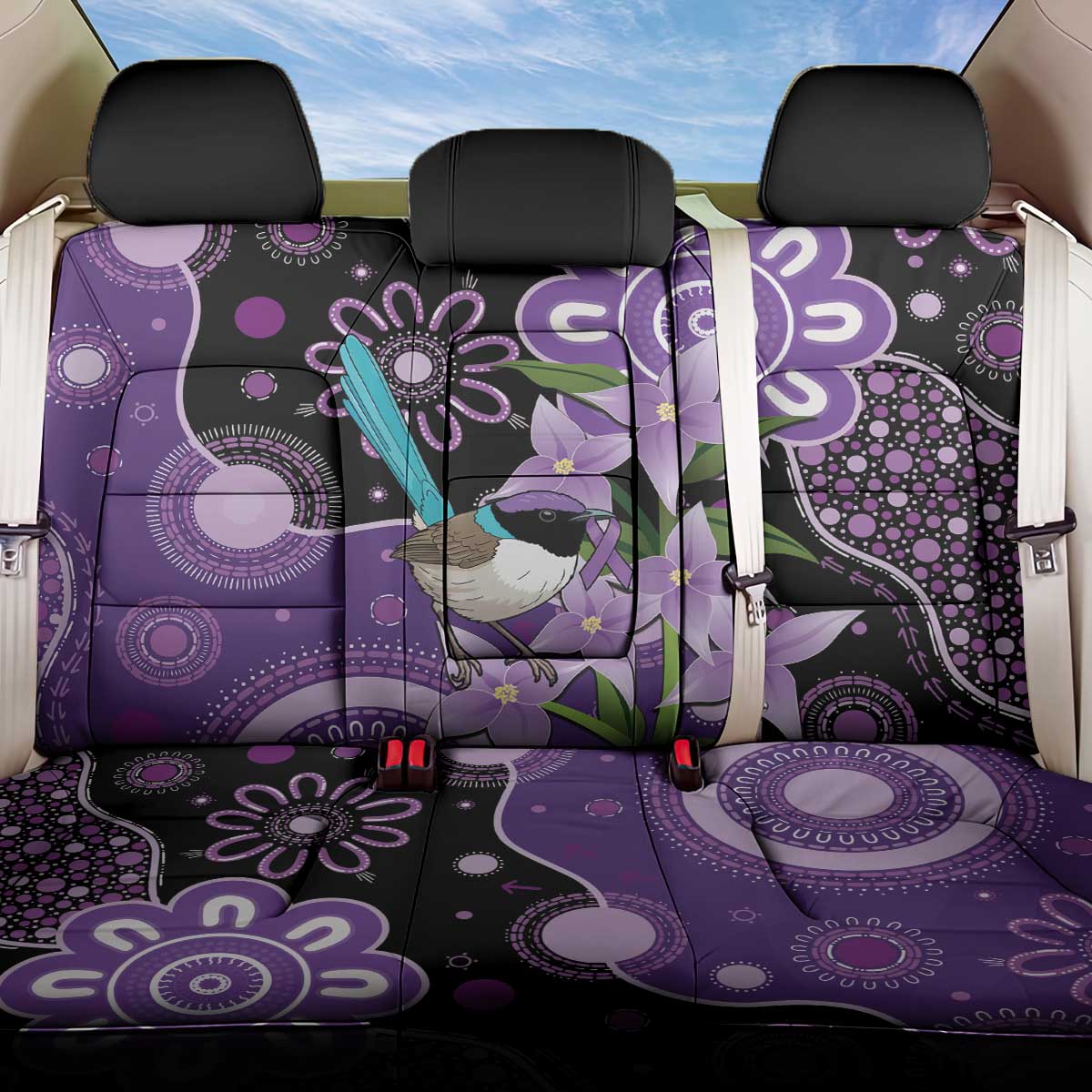 Australia Epilepsy Awareness Back Car Seat Cover Purple-crowned Fairywren Boronia Aboriginal - Aussie Hoodie