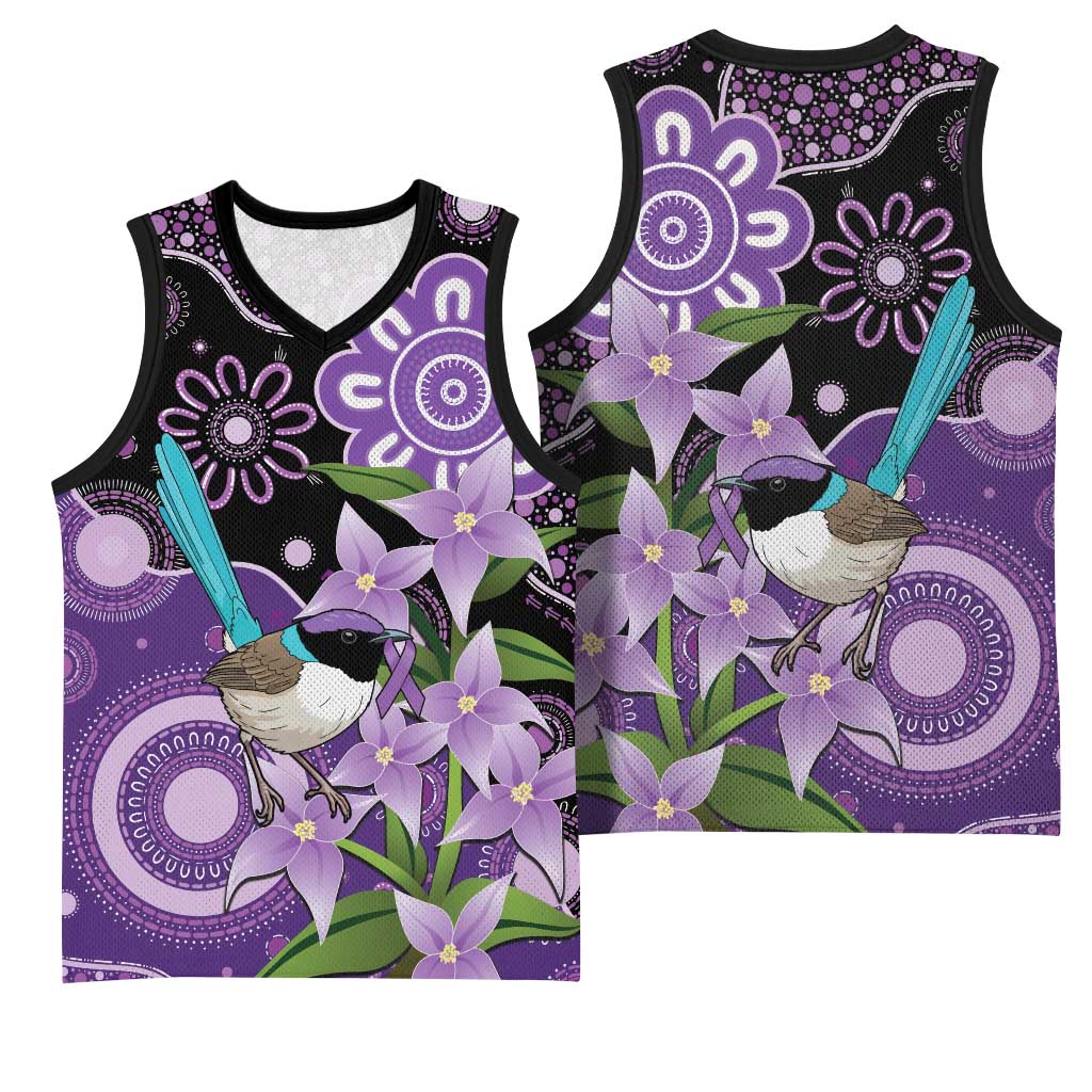 Australia Epilepsy Awareness Basketball Jersey Purple-crowned Fairywren Boronia Aboriginal - Aussie Hoodie